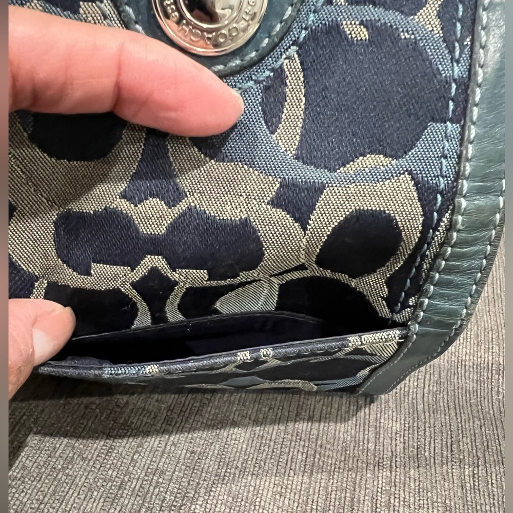 Coach Blue Signature Folding Wallet - Picture 5 of 7